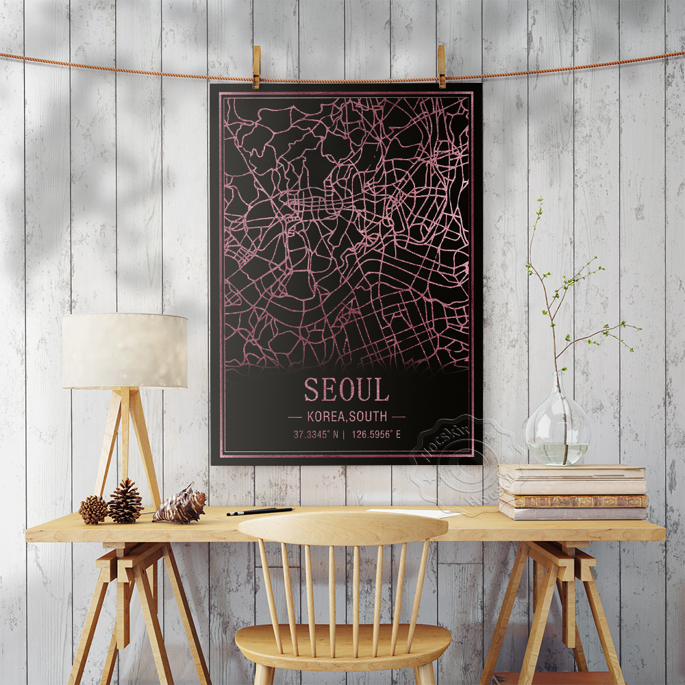 Seoul Korea South Map Art Post - South Korea Lifestyle บทวิจารณ์และราคา