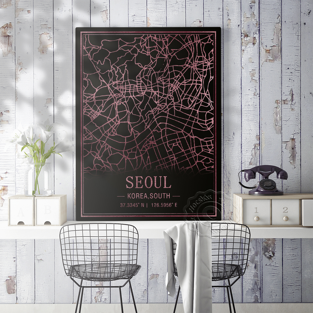 Seoul Korea South Map Art Post - South Korea Lifestyle บทวิจารณ์และราคา