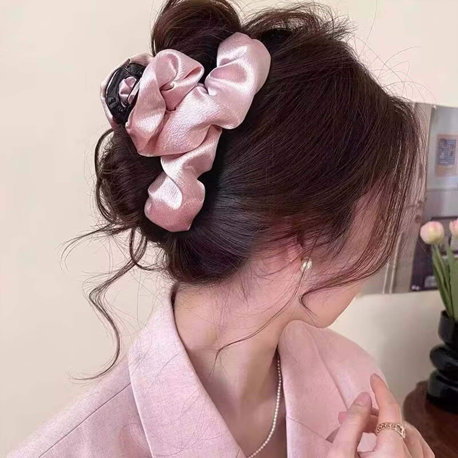 Large Satin Hair Claw Korean S - Korean Daily Lifestyle บทวิจารณ์และราคา